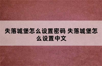 失落城堡怎么设置密码 失落城堡怎么设置中文